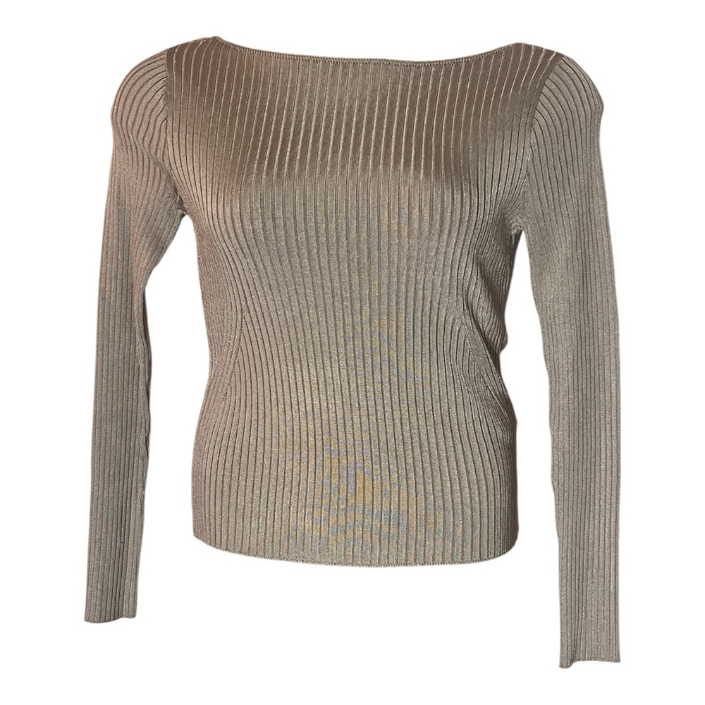 NWT Abercrombie & Fitch Tan stretchy Ribbed work career casual Top Medium